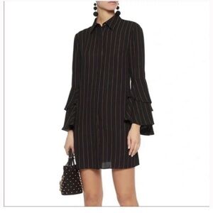 Alice + Olivia Black Striped Long Sleeve Dress